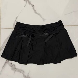 Black Pleated Mini micro skirt with black bows. Super cute!!